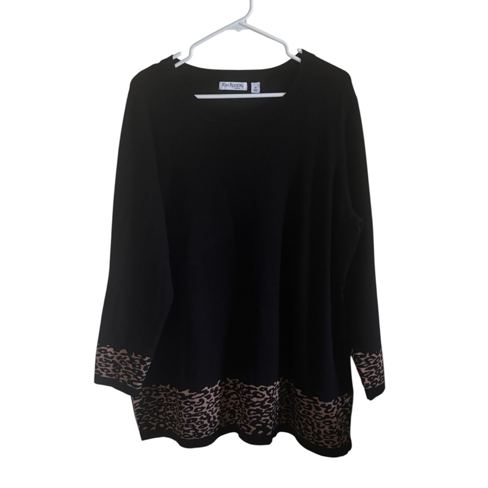 Kim Rogers Black Leopard Sweater 1X EUC